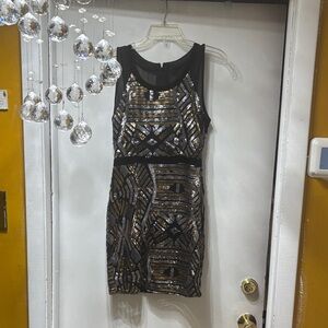 WOW Couture Black and Gold Sequin Mini Dress